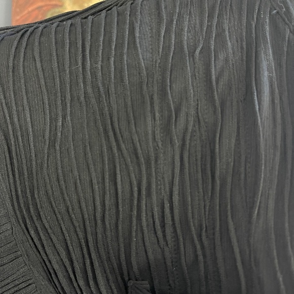 Women’s Babydoll Dress Textures Black Sz Lg V-Cap Sleeve Neck Knee Length Boho. - Picture 2 of 8